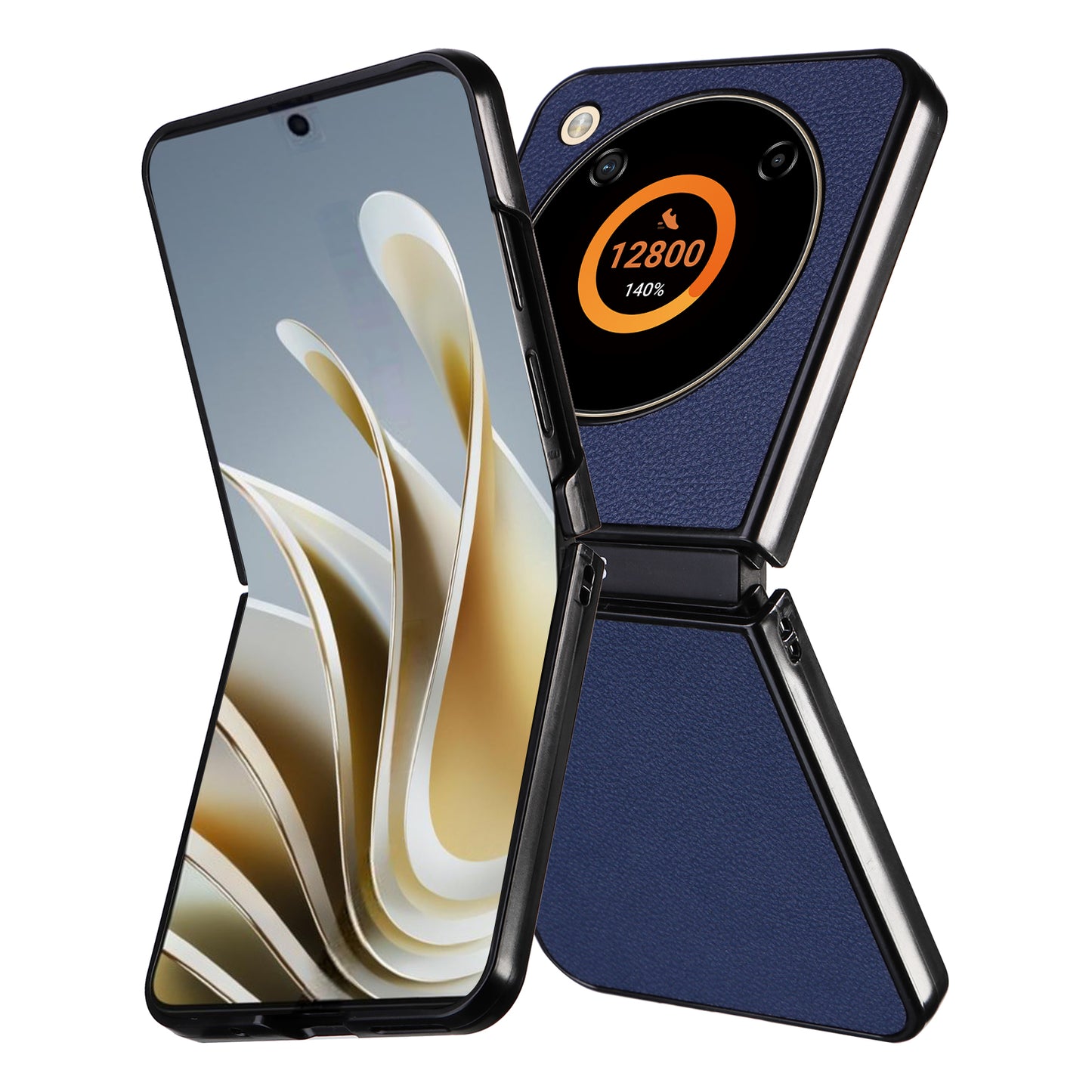 For ZTE Libero Flip A304ZT / nubia Flip 5G Case Litchi Texture PU Leather Coated PC Phone Shell - Dark Blue