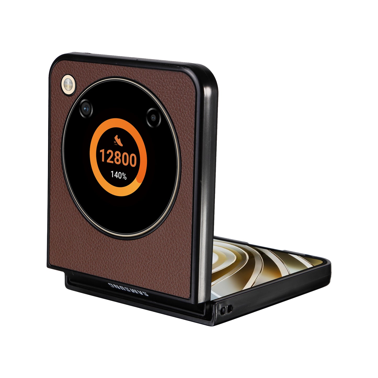 For ZTE Libero Flip A304ZT / nubia Flip 5G Case Litchi Texture PU Leather Coated PC Phone Shell - Brown