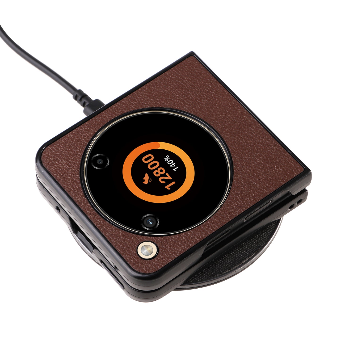 For ZTE Libero Flip A304ZT / nubia Flip 5G Case Litchi Texture PU Leather Coated PC Phone Shell - Brown