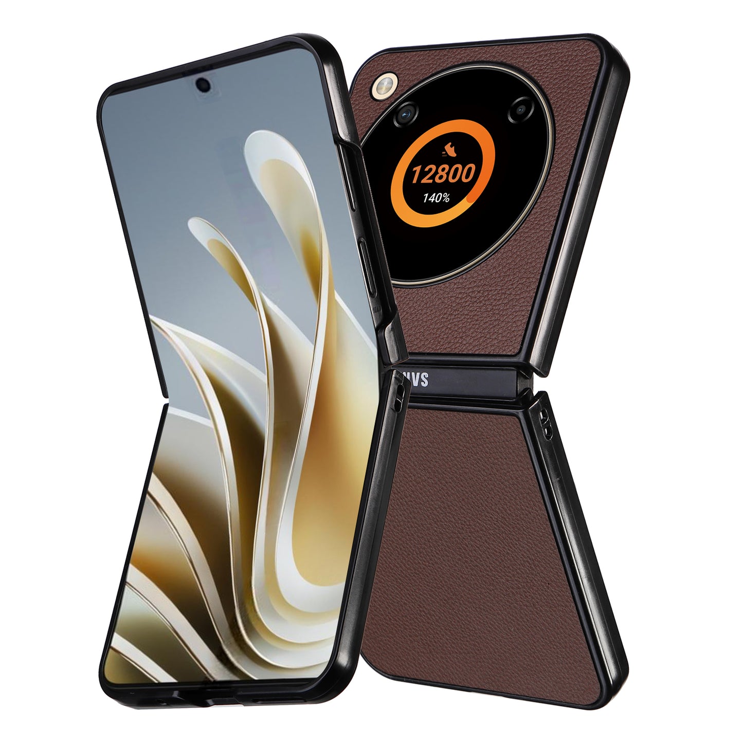 For ZTE Libero Flip A304ZT / nubia Flip 5G Case Litchi Texture PU Leather Coated PC Phone Shell - Brown