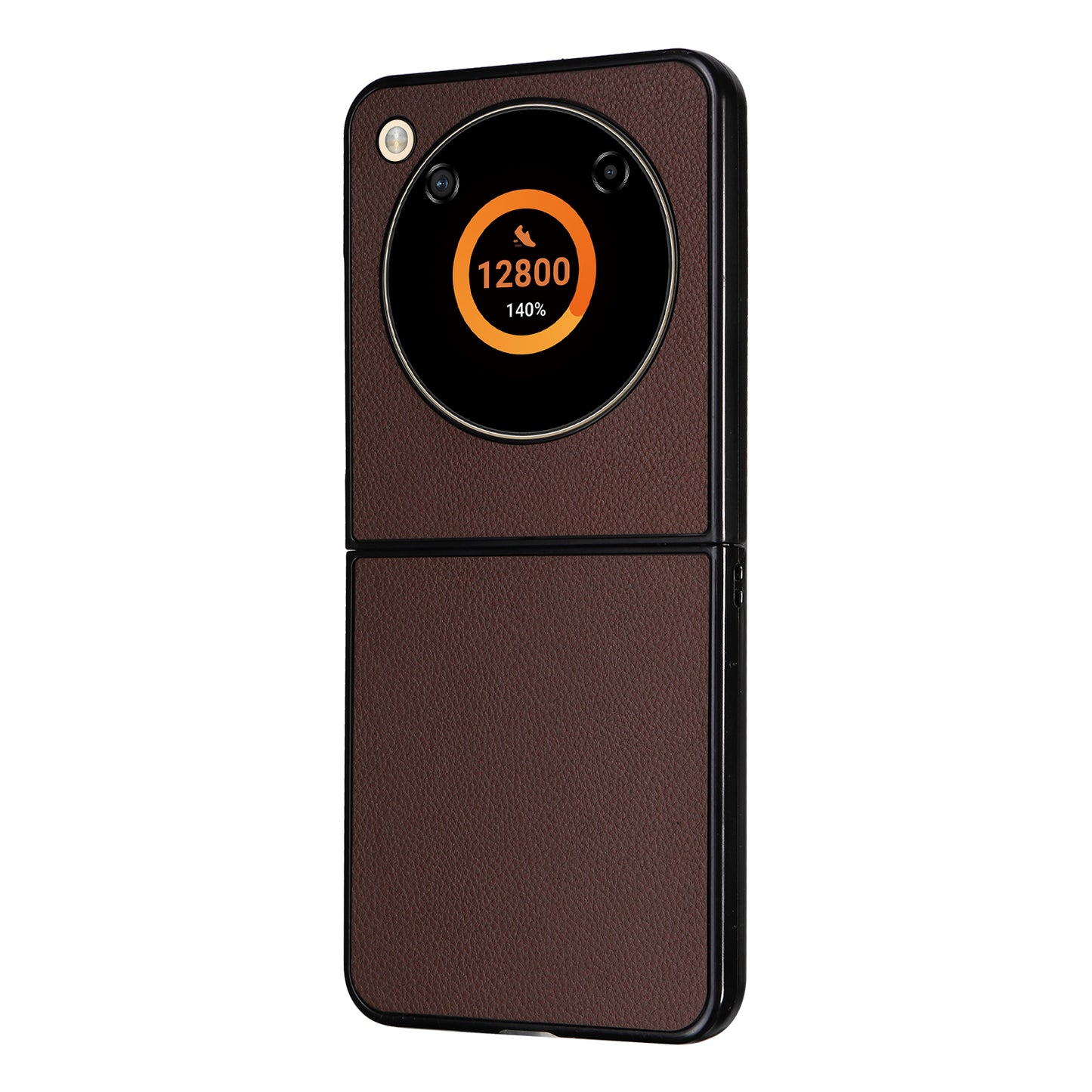 For ZTE Libero Flip A304ZT / nubia Flip 5G Case Litchi Texture PU Leather Coated PC Phone Shell - Brown