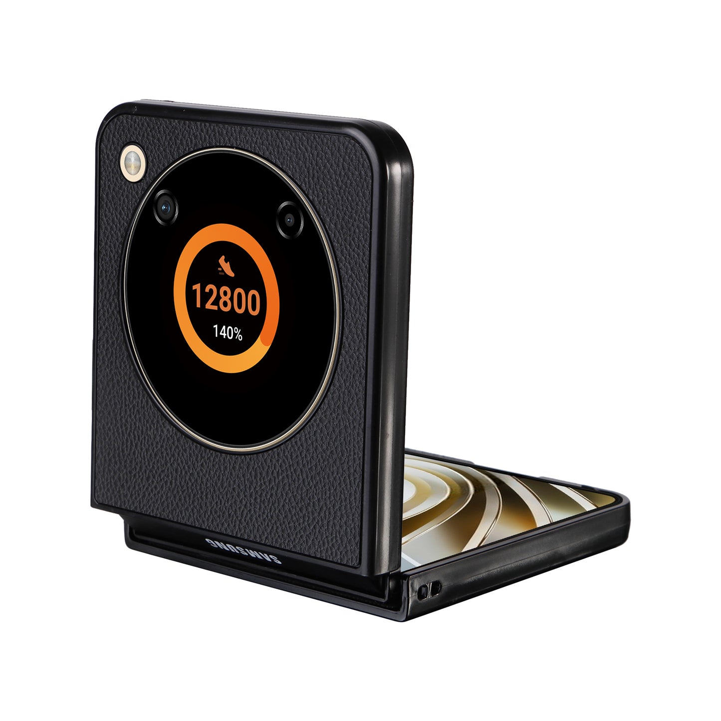 For ZTE Libero Flip A304ZT / nubia Flip 5G Case Litchi Texture PU Leather Coated PC Phone Shell - Black