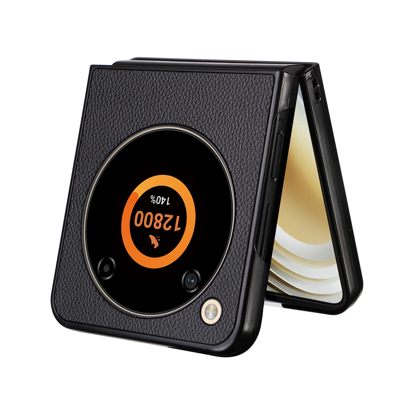 For ZTE Libero Flip A304ZT / nubia Flip 5G Case Litchi Texture PU Leather Coated PC Phone Shell - Black