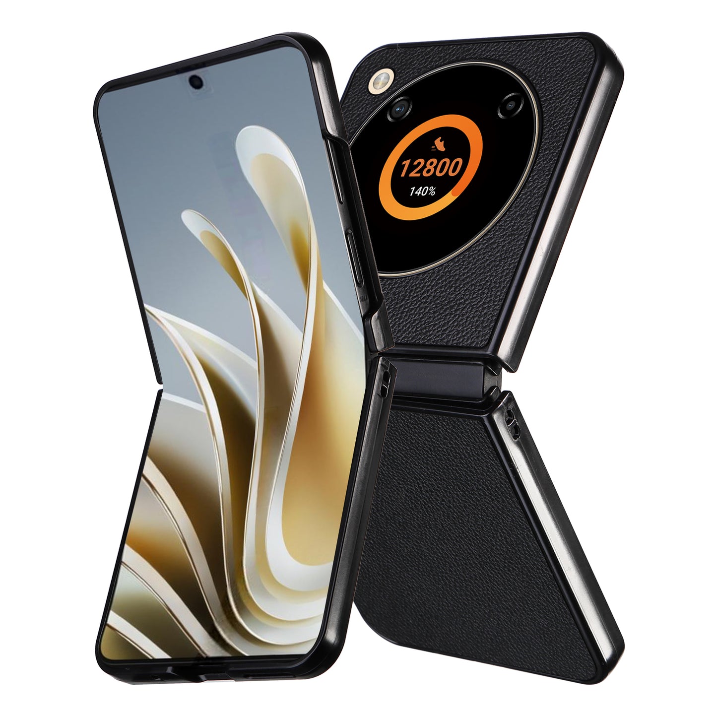 For ZTE Libero Flip A304ZT / nubia Flip 5G Case Litchi Texture PU Leather Coated PC Phone Shell - Black