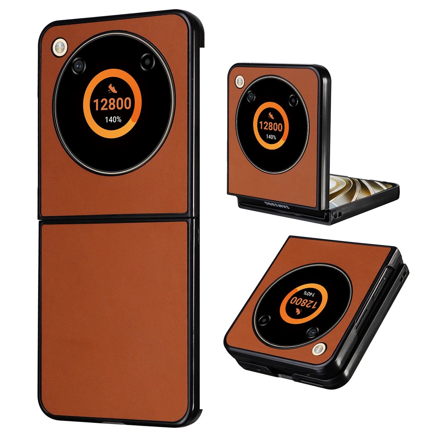 For ZTE Libero Flip A304ZT / nubia Flip 5G Shockproof Case Texture PU Leather+PC Phone Cover - Brown