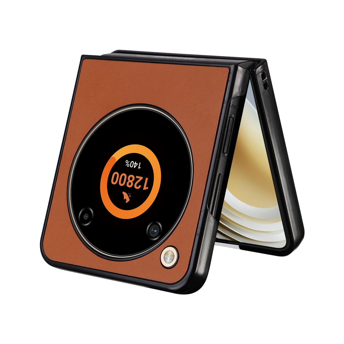 For ZTE Libero Flip A304ZT / nubia Flip 5G Shockproof Case Texture PU Leather+PC Phone Cover - Brown