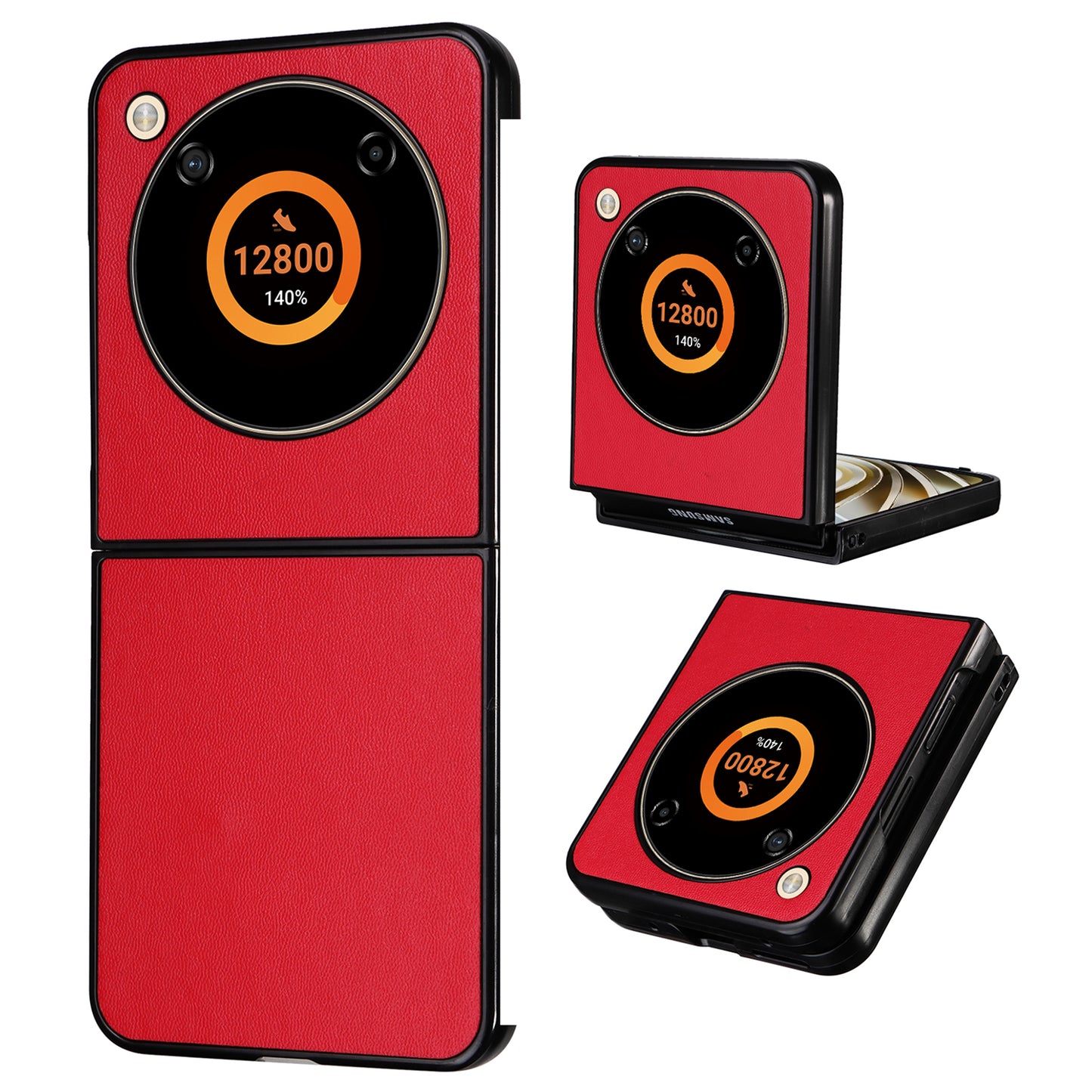 For ZTE Libero Flip A304ZT / nubia Flip 5G Shockproof Case Texture PU Leather+PC Phone Cover - Red