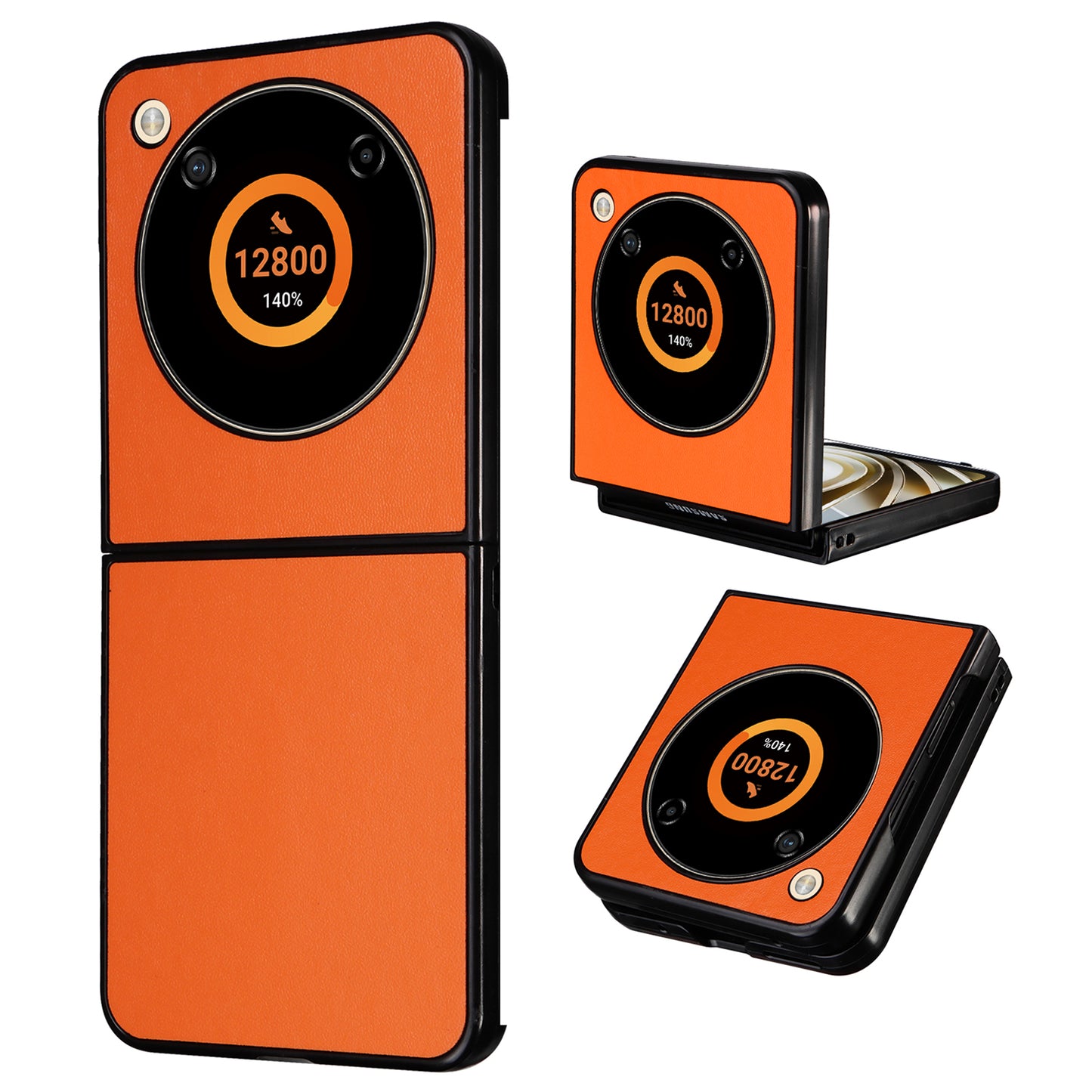 For ZTE Libero Flip A304ZT / nubia Flip 5G Shockproof Case Texture PU Leather+PC Phone Cover - Orange