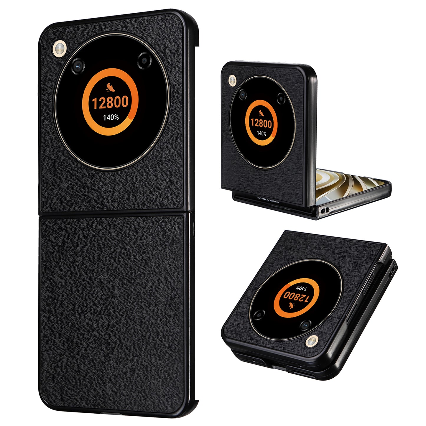 For ZTE Libero Flip A304ZT / nubia Flip 5G Shockproof Case Texture PU Leather+PC Phone Cover - Black