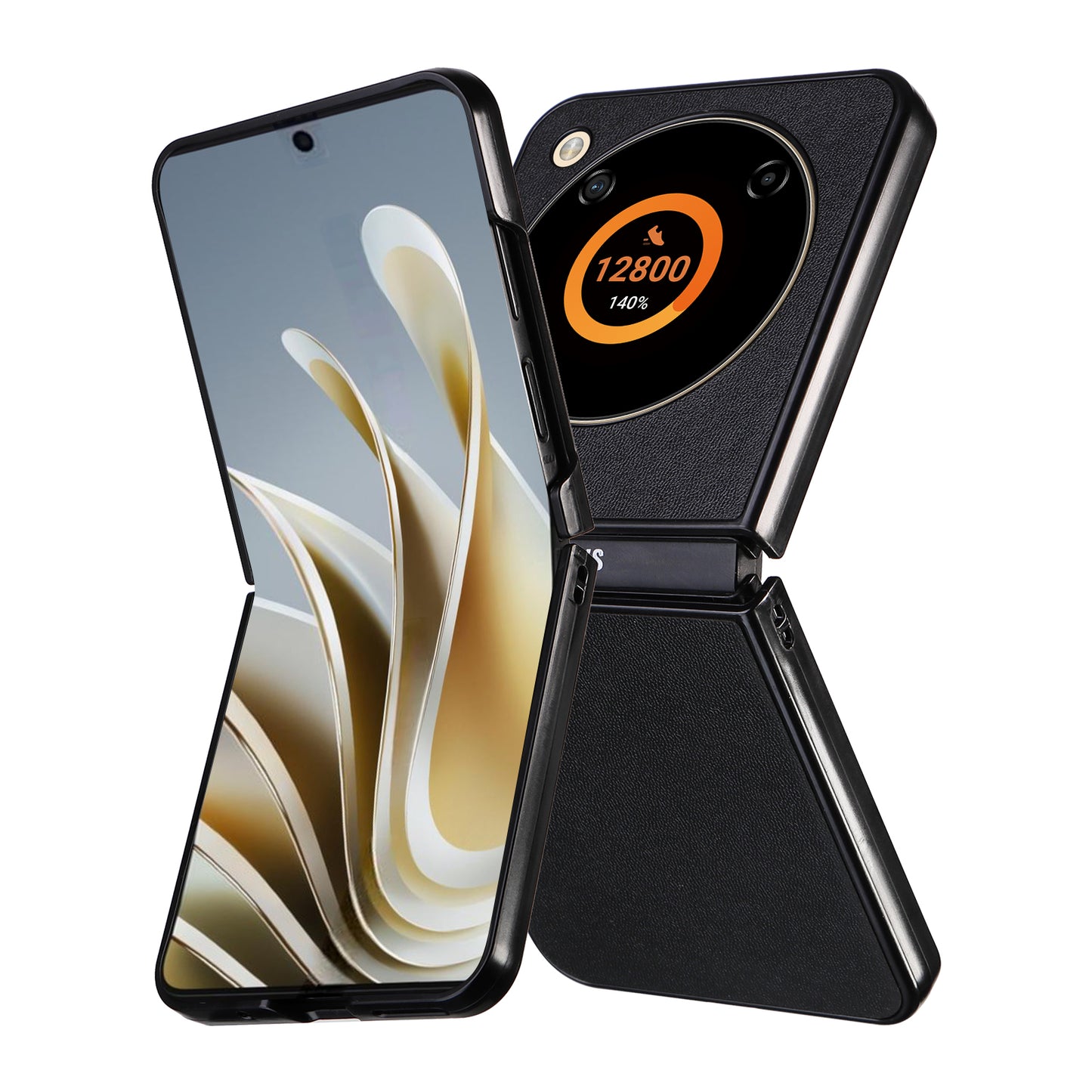 For ZTE Libero Flip A304ZT / nubia Flip 5G Shockproof Case Texture PU Leather+PC Phone Cover - Black