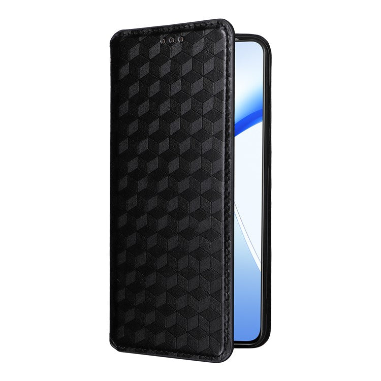 For OnePlus Nord CE4 5G / Oppo K12 Wallet Case Rhombus Imprinted PU Leather Phone Cover - Black