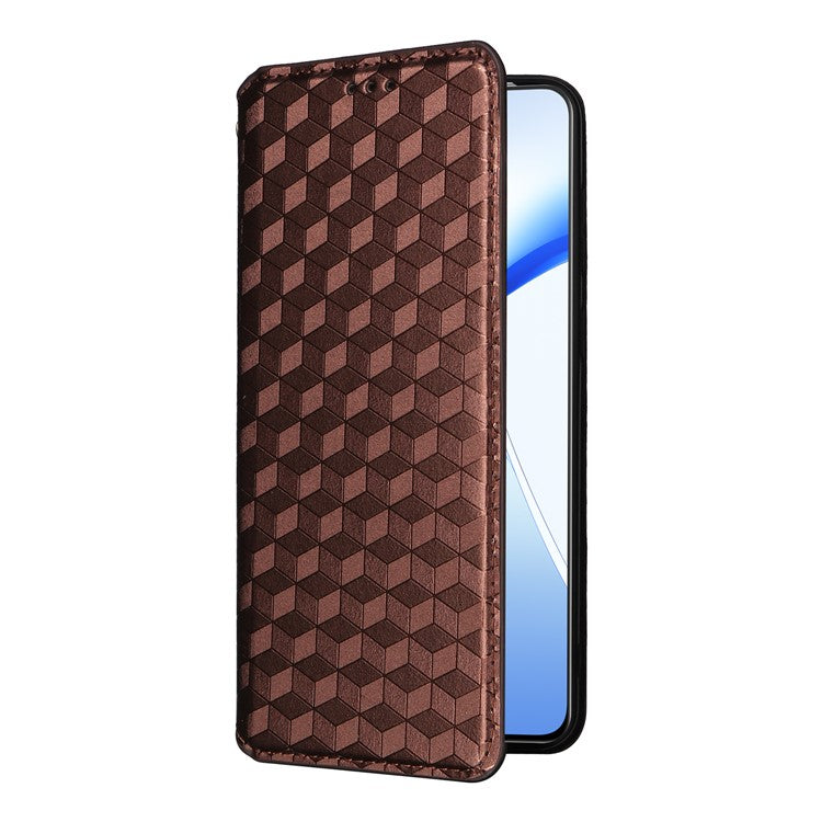 For OnePlus Nord CE4 5G / Oppo K12 Wallet Case Rhombus Imprinted PU Leather Phone Cover - Brown