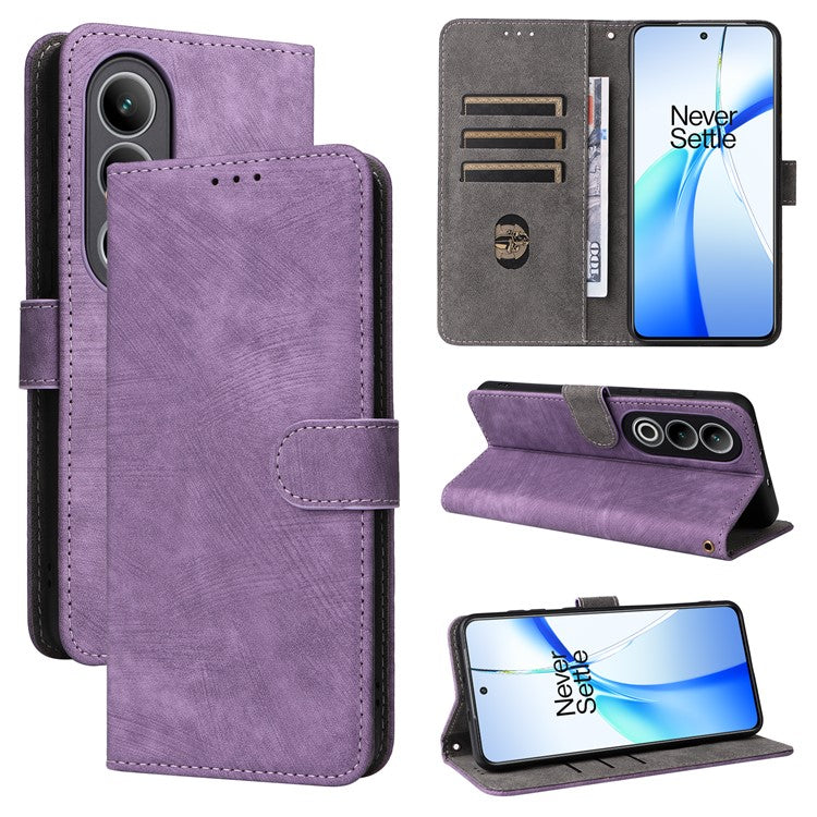 For OnePlus Nord CE4 5G / Oppo K12 Leather Phone Case with RFID Blocking Wallet - Purple