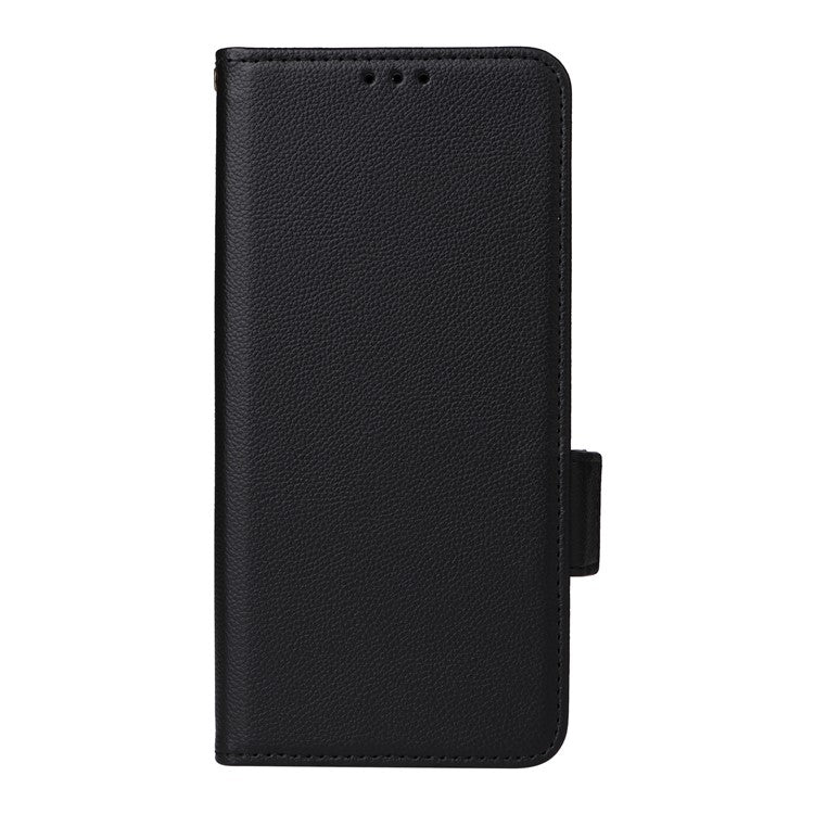 For OnePlus Nord CE4 5G / Oppo K12 Leather Case with Hand Strap Litchi Texture Wallet Cover - Black