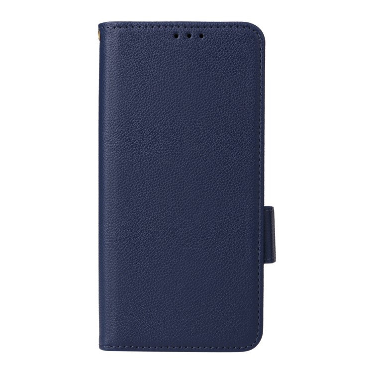 For OnePlus Nord CE4 5G / Oppo K12 Leather Case with Hand Strap Litchi Texture Wallet Cover - Dark Blue