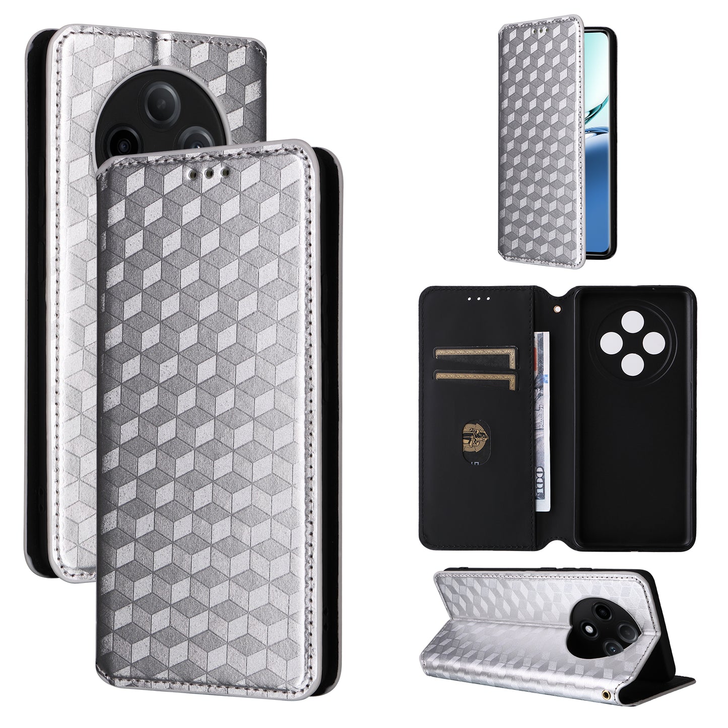 For Oppo A3 Pro 5G Leather Wallet Flip Cover Mobile Phone Case Wholesale - Silver
