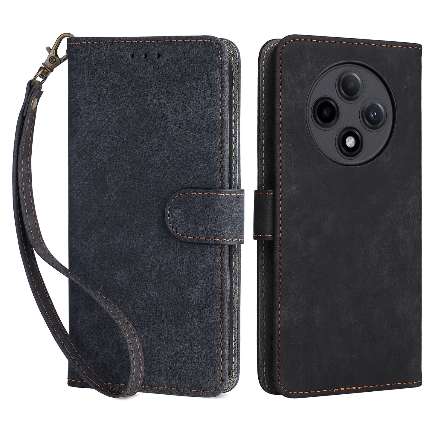 For Oppo A3 Pro 5G Case RFID Blocking Wallet Cover Wholesale Cell Phone Accessories - Black