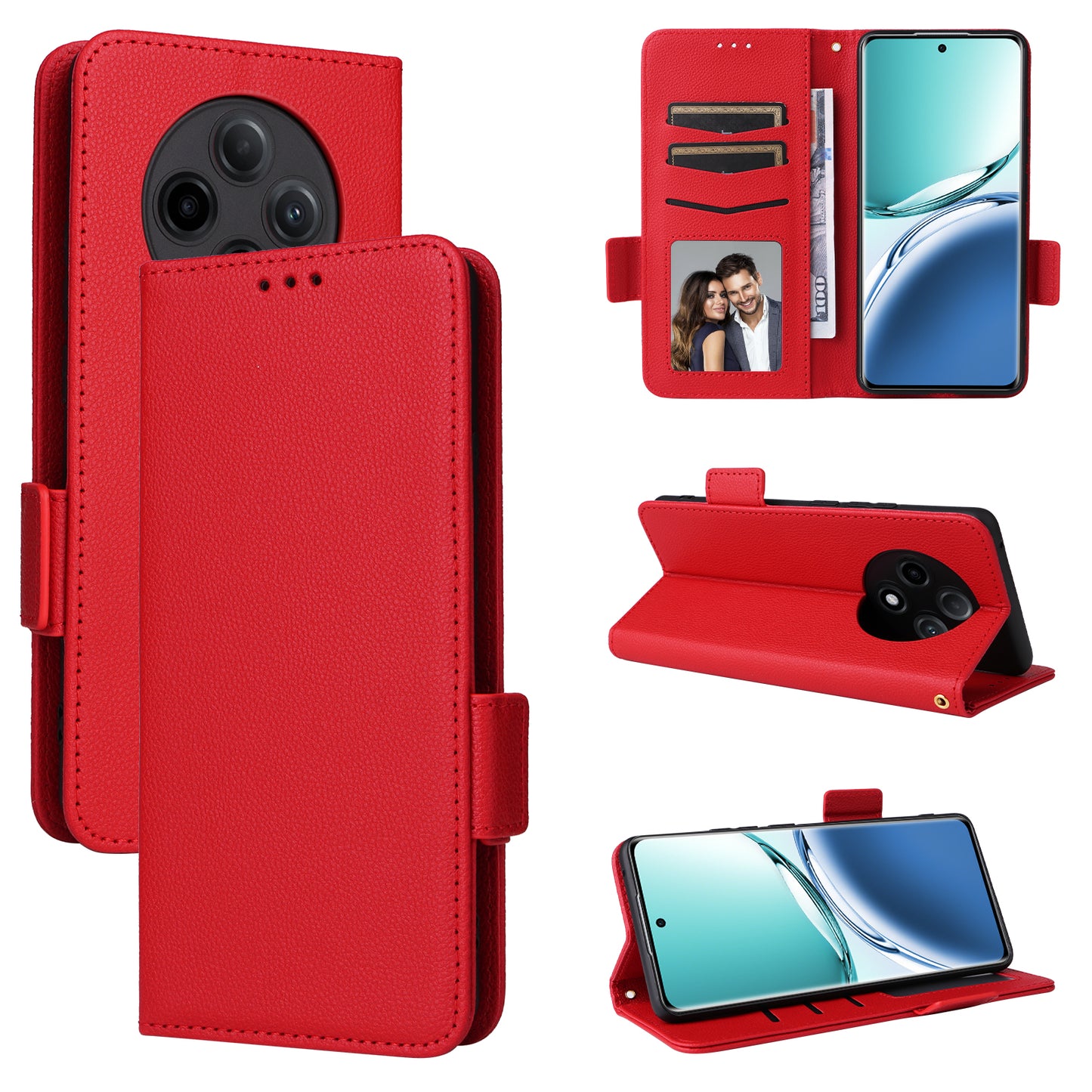 For Oppo A3 Pro 5G Case Leather Phone Cover Mobile Accessories Wholesale Supplier - Red