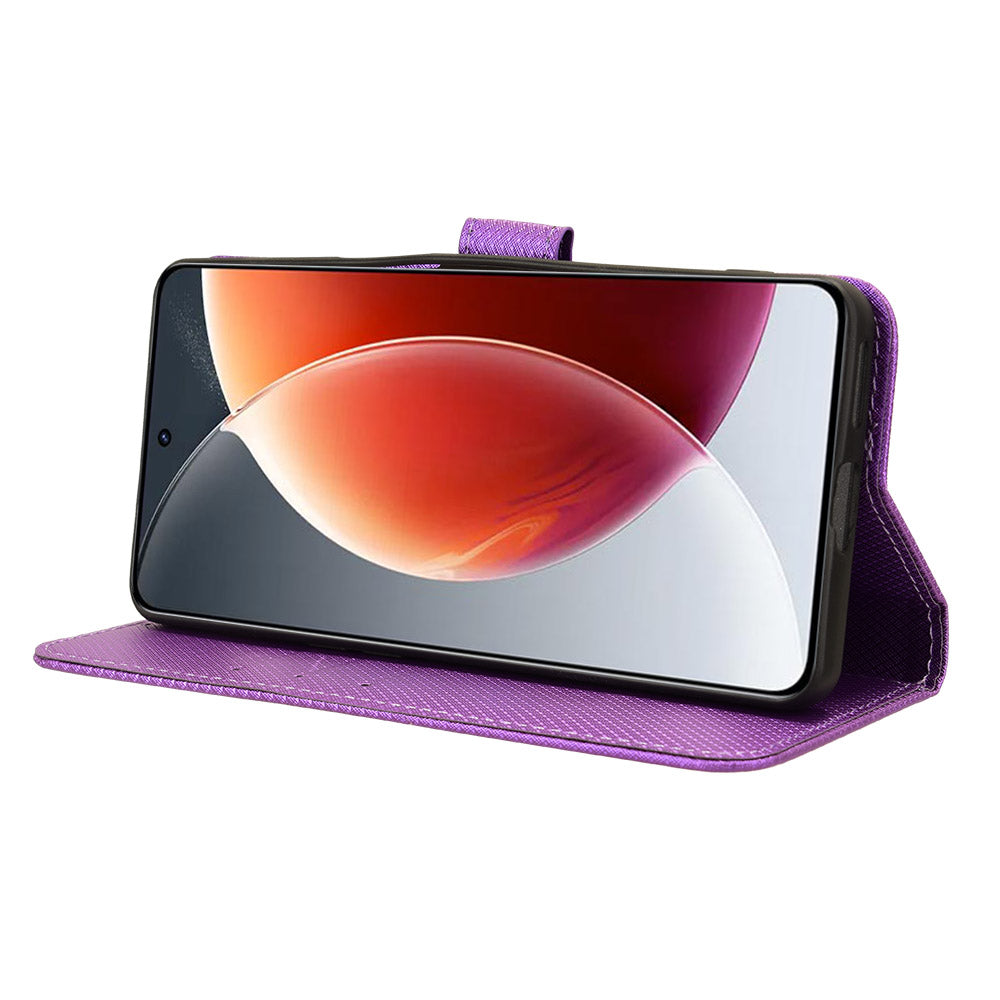 For Transsion Tecno Camon 30 Premier 5G CL9 Case Diamond Texture Leather Phone Cover with Wrist Strap - Purple