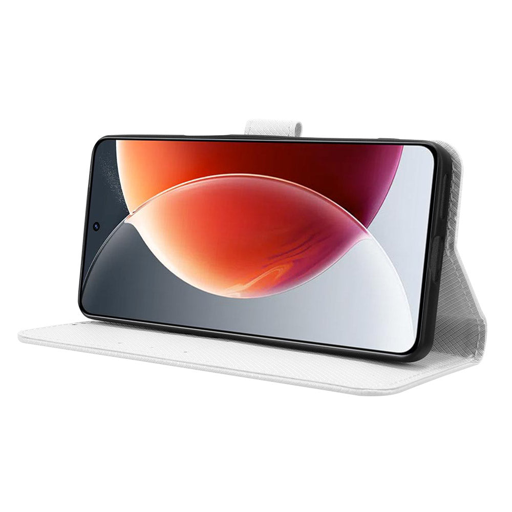 For Transsion Tecno Camon 30 Premier 5G CL9 Case Diamond Texture Leather Phone Cover with Wrist Strap - White