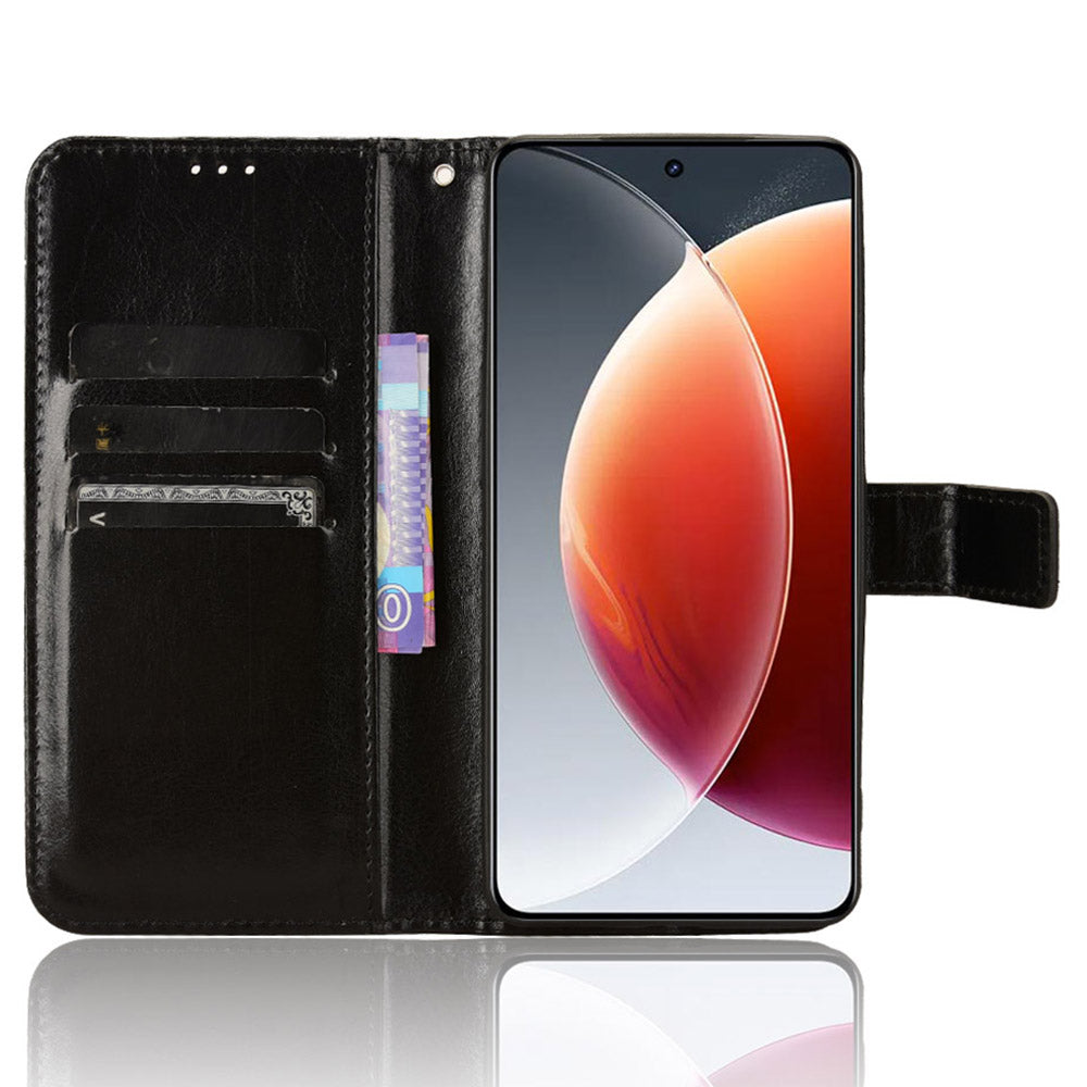 For Transsion Tecno Camon 30 Premier 5G CL9 Case Stand Crazy Horse Texture Cover Wholesale Cell Phone Accessories - Black