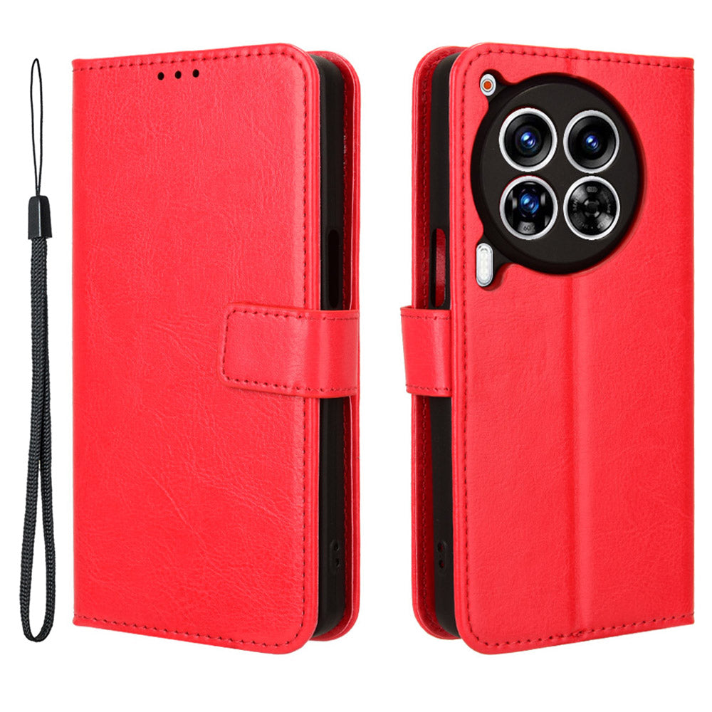 For Transsion Tecno Camon 30 Premier 5G CL9 Case Stand Crazy Horse Texture Cover Wholesale Cell Phone Accessories - Red