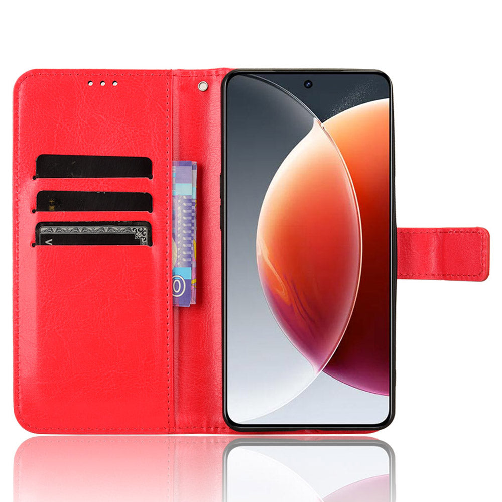 For Transsion Tecno Camon 30 Premier 5G CL9 Case Stand Crazy Horse Texture Cover Wholesale Cell Phone Accessories - Red