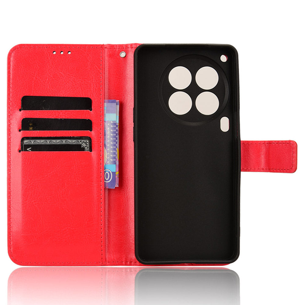 For Transsion Tecno Camon 30 Premier 5G CL9 Case Stand Crazy Horse Texture Cover Wholesale Cell Phone Accessories - Red