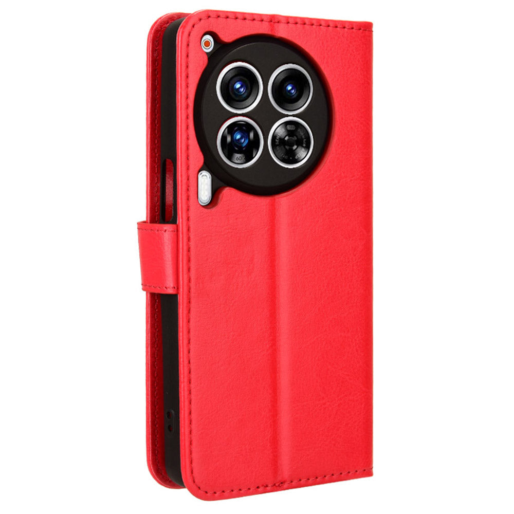 For Transsion Tecno Camon 30 Premier 5G CL9 Case Stand Crazy Horse Texture Cover Wholesale Cell Phone Accessories - Red