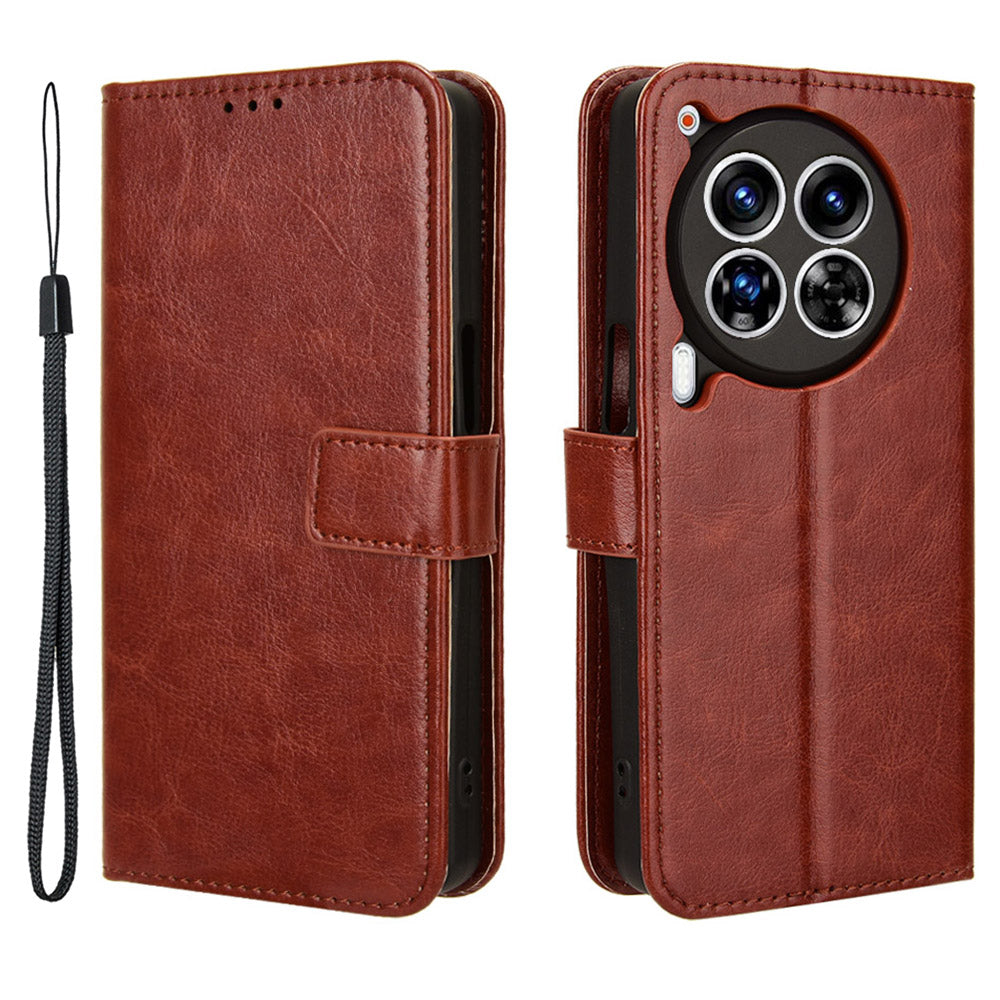 For Transsion Tecno Camon 30 Premier 5G CL9 Case Stand Crazy Horse Texture Cover Wholesale Cell Phone Accessories - Brown