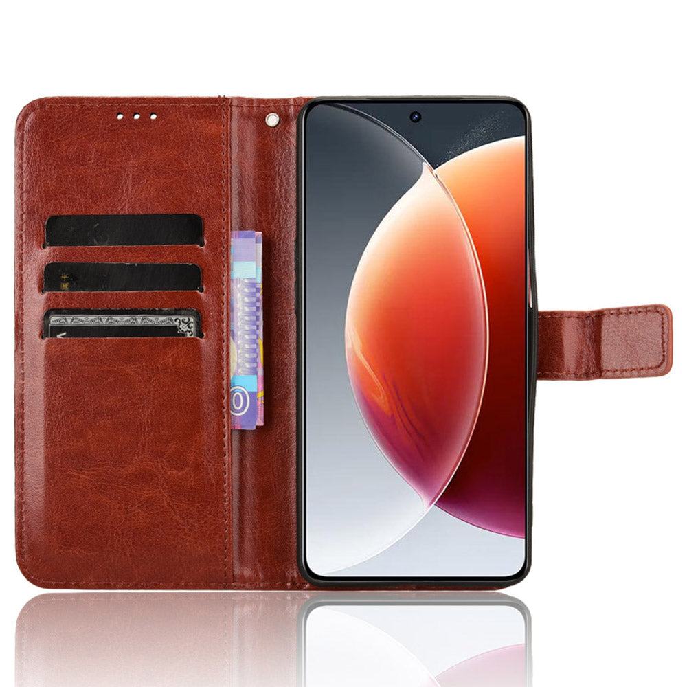 For Transsion Tecno Camon 30 Premier 5G CL9 Case Stand Crazy Horse Texture Cover Wholesale Cell Phone Accessories - Brown