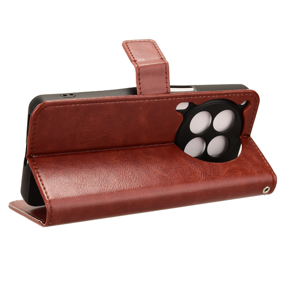 For Transsion Tecno Camon 30 Premier 5G CL9 Case Stand Crazy Horse Texture Cover Wholesale Cell Phone Accessories - Brown