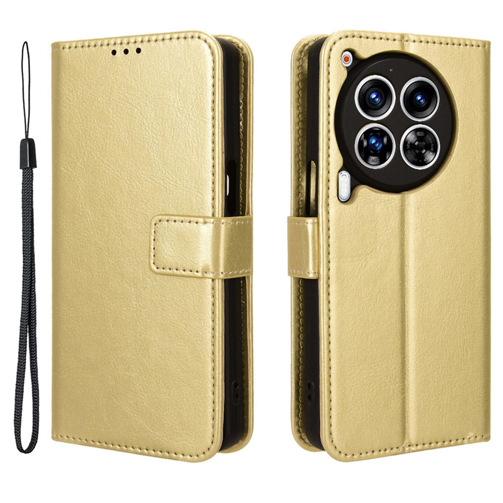 For Transsion Tecno Camon 30 Premier 5G CL9 Case Stand Crazy Horse Texture Cover Wholesale Cell Phone Accessories - Gold