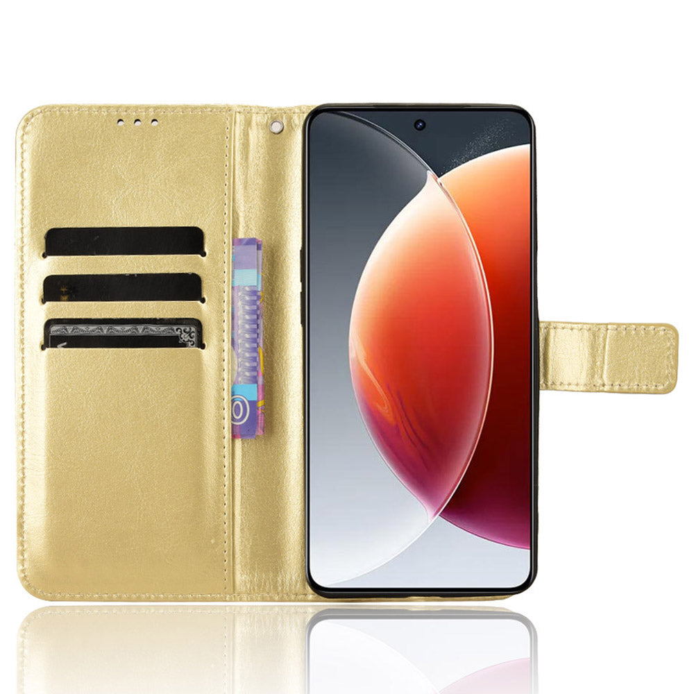 For Transsion Tecno Camon 30 Premier 5G CL9 Case Stand Crazy Horse Texture Cover Wholesale Cell Phone Accessories - Gold