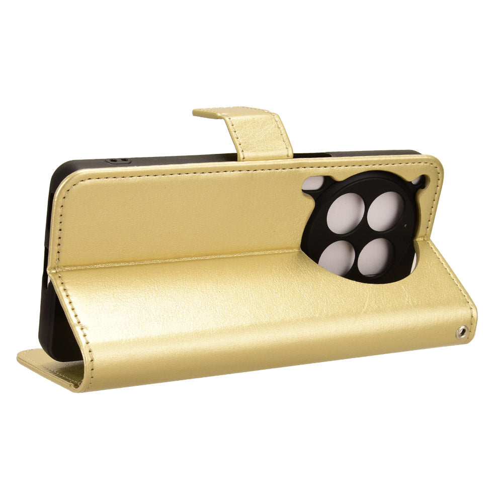 For Transsion Tecno Camon 30 Premier 5G CL9 Case Stand Crazy Horse Texture Cover Wholesale Cell Phone Accessories - Gold