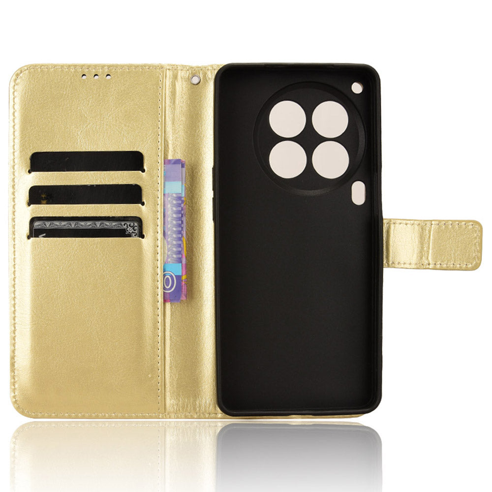 For Transsion Tecno Camon 30 Premier 5G CL9 Case Stand Crazy Horse Texture Cover Wholesale Cell Phone Accessories - Gold