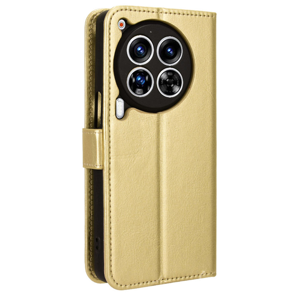 For Transsion Tecno Camon 30 Premier 5G CL9 Case Stand Crazy Horse Texture Cover Wholesale Cell Phone Accessories - Gold