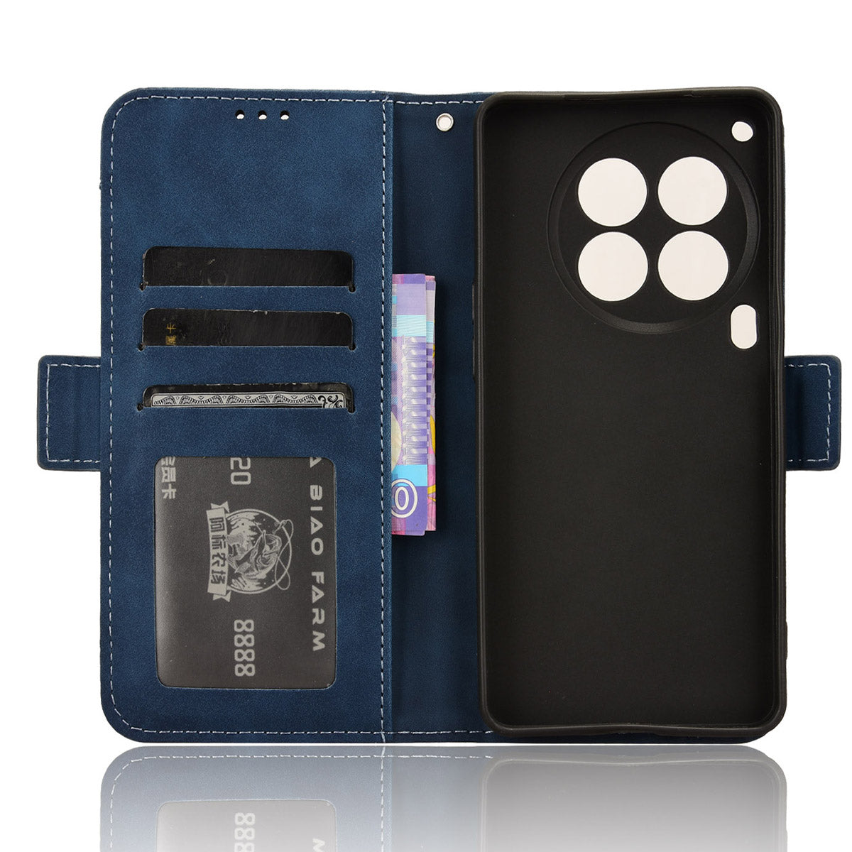 For Transsion Tecno Camon 30 Premier 5G CL9 Case Folio Leather Phone Protector with Multiple Card Slots - Blue