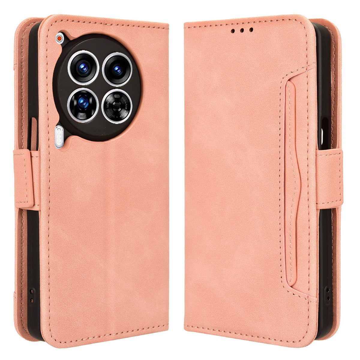 For Transsion Tecno Camon 30 Premier 5G CL9 Case Folio Leather Phone Protector with Multiple Card Slots - Pink