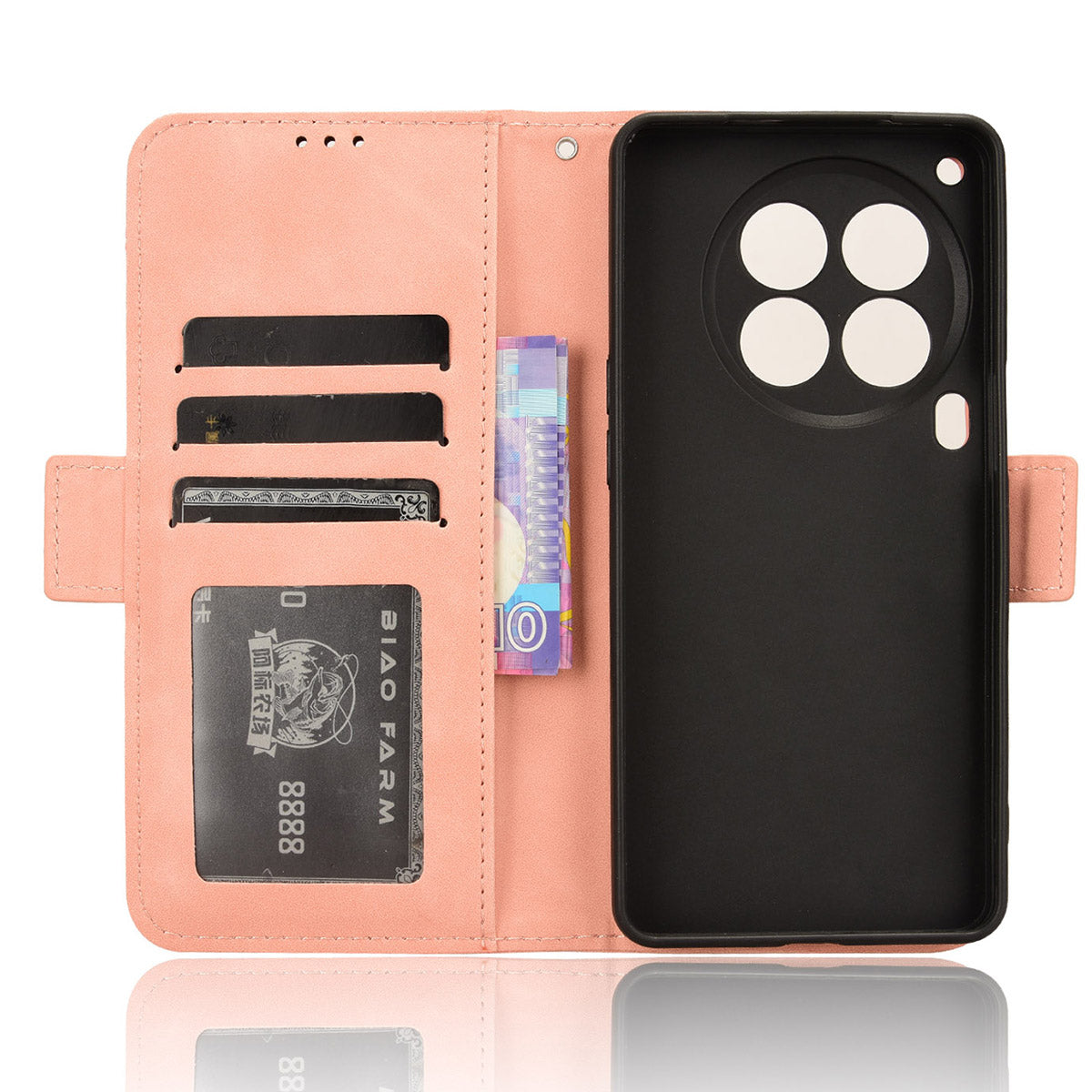 For Transsion Tecno Camon 30 Premier 5G CL9 Case Folio Leather Phone Protector with Multiple Card Slots - Pink