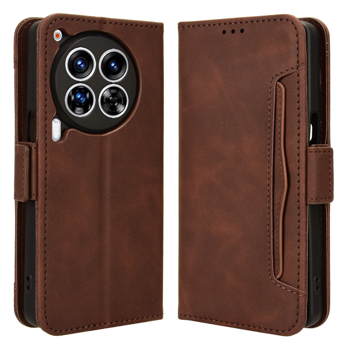 For Transsion Tecno Camon 30 Premier 5G CL9 Case Folio Leather Phone Protector with Multiple Card Slots - Brown