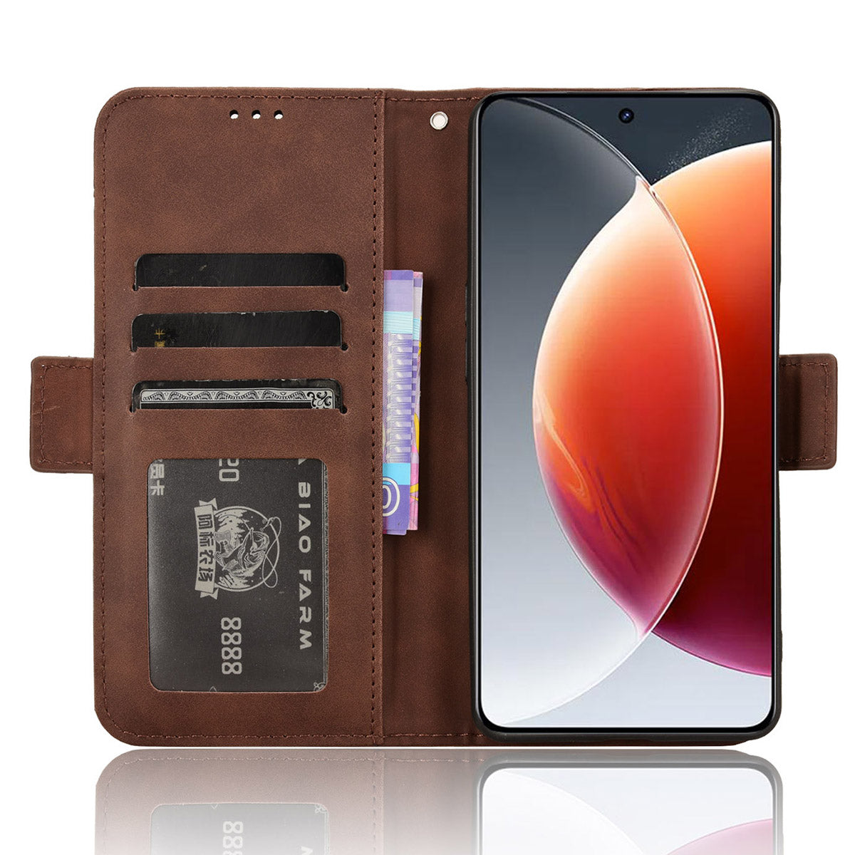 For Transsion Tecno Camon 30 Premier 5G CL9 Case Folio Leather Phone Protector with Multiple Card Slots - Brown