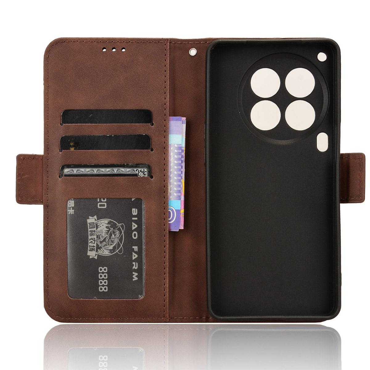 For Transsion Tecno Camon 30 Premier 5G CL9 Case Folio Leather Phone Protector with Multiple Card Slots - Brown