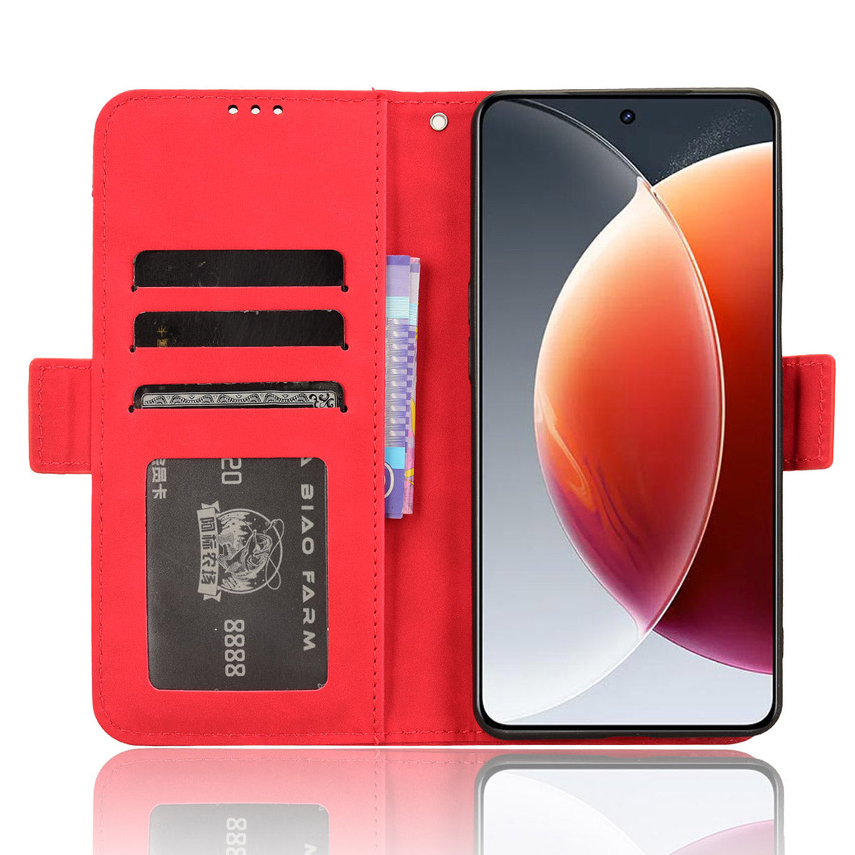 For Transsion Tecno Camon 30 Premier 5G CL9 Case Folio Leather Phone Protector with Multiple Card Slots - Red