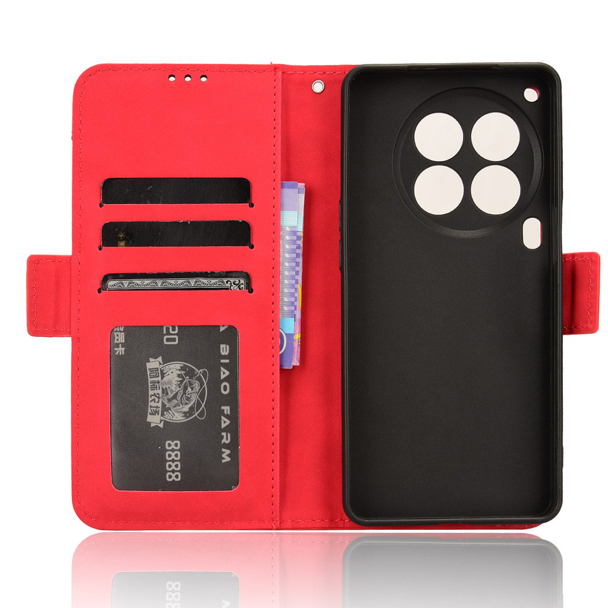 For Transsion Tecno Camon 30 Premier 5G CL9 Case Folio Leather Phone Protector with Multiple Card Slots - Red