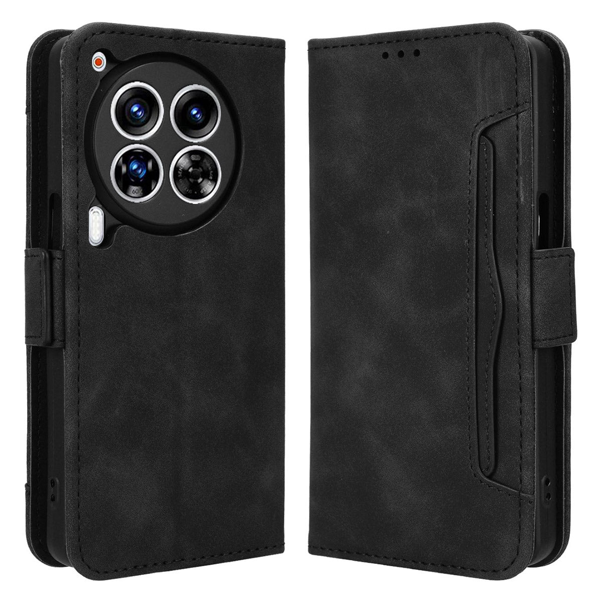 For Transsion Tecno Camon 30 Premier 5G CL9 Case Folio Leather Phone Protector with Multiple Card Slots - Black