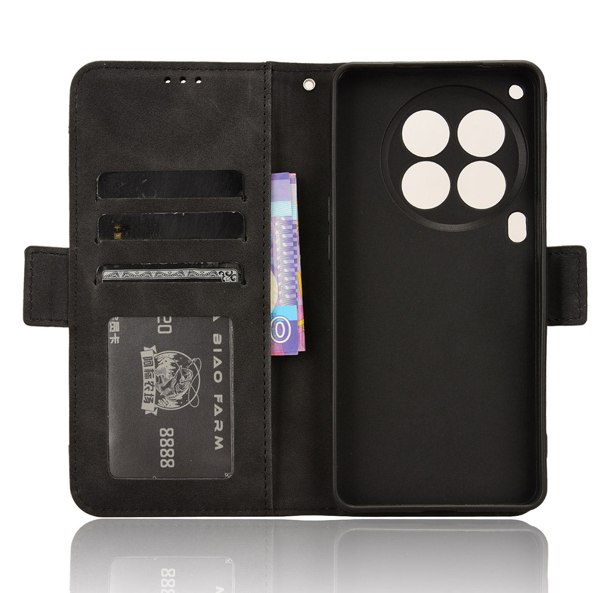 For Transsion Tecno Camon 30 Premier 5G CL9 Case Folio Leather Phone Protector with Multiple Card Slots - Black