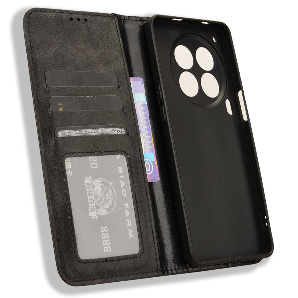 For Transsion Tecno Camon 30 Premier 5G Case Retro Leather Wallet Cover Mobile Accessories Wholesale - Black