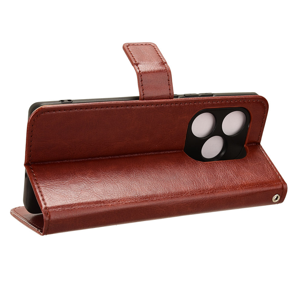 For Realme GT Neo6 SE 5G Case Wallet Crazy Horse Texture Magnetic Phone Cover - Brown