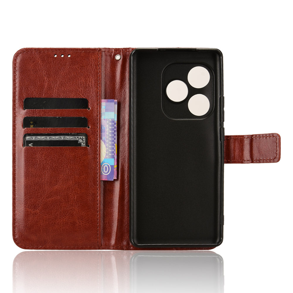 For Realme GT Neo6 SE 5G Case Wallet Crazy Horse Texture Magnetic Phone Cover - Brown